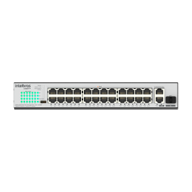 Switch 24 portas Fast Ethernet PoE +2 portas gigabit S1026F-P INTELBRAS